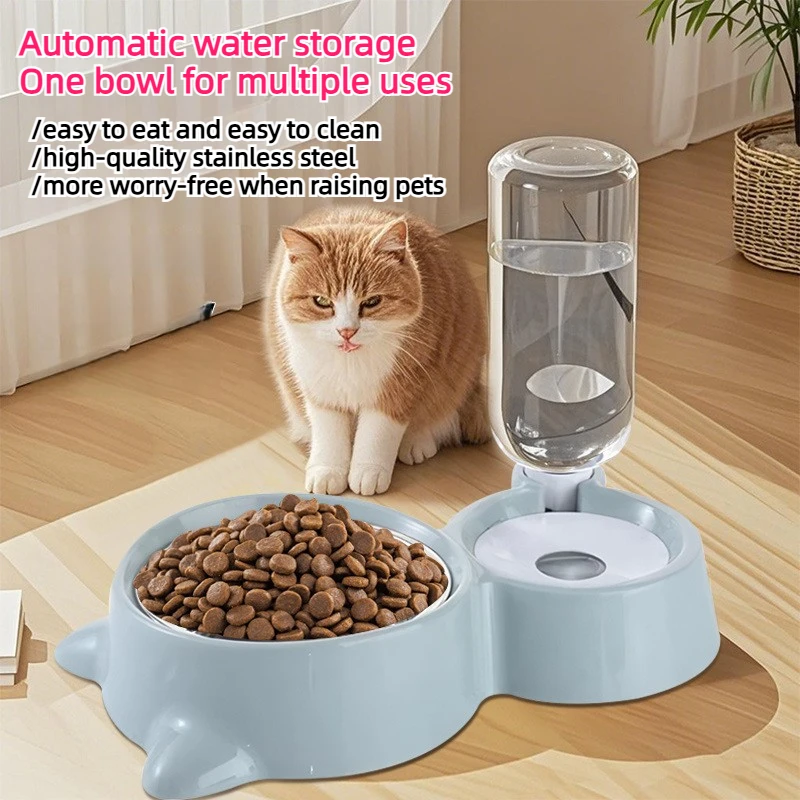 pet-bowl-cat-automatic-water-drinker-neck-protection-double-bowl-anti-knock-dog-food-basin-stainless-steel-dog-bowl-feeding
