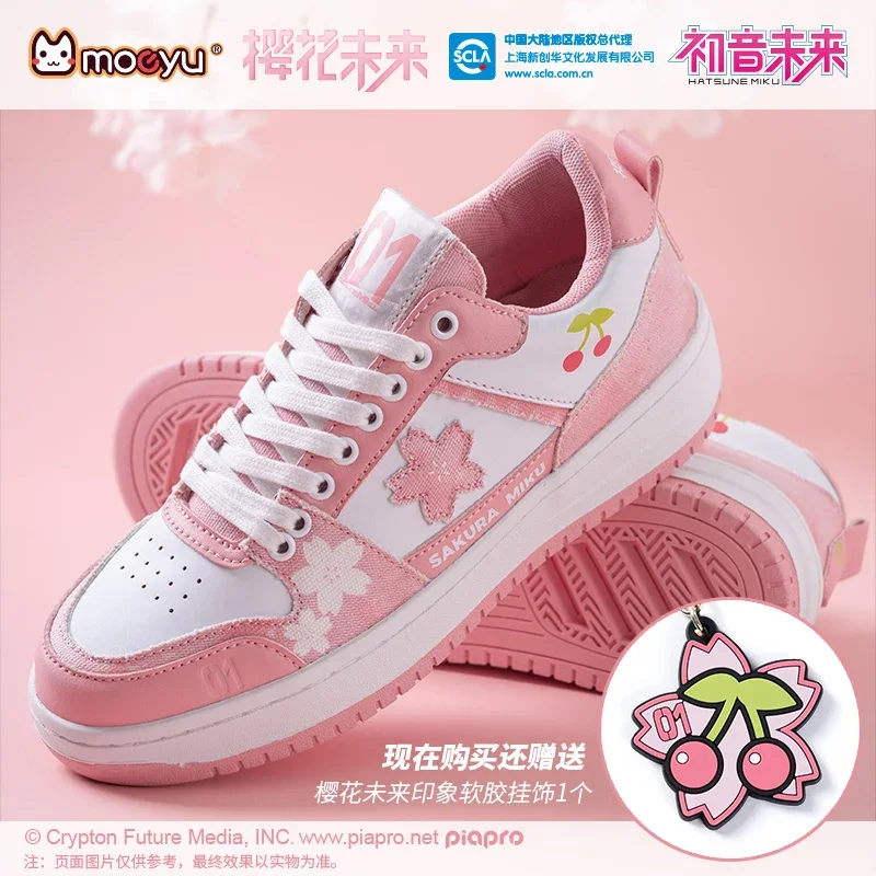 Zapatos originales Moeyu Sakura Miku para mujer y hombre, zapatos de Anime, zapatos planos de lona con cordones informales para mujer, zapatillas Vocaloid Hatstune 2023