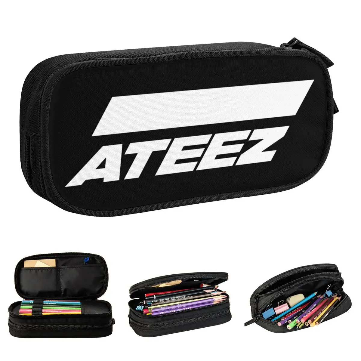 ateez estojo para lapis kawaii para meninas e meninos adoravel bolsa de caneta kpop grande armazenamento para estudantes presentes da escola 01