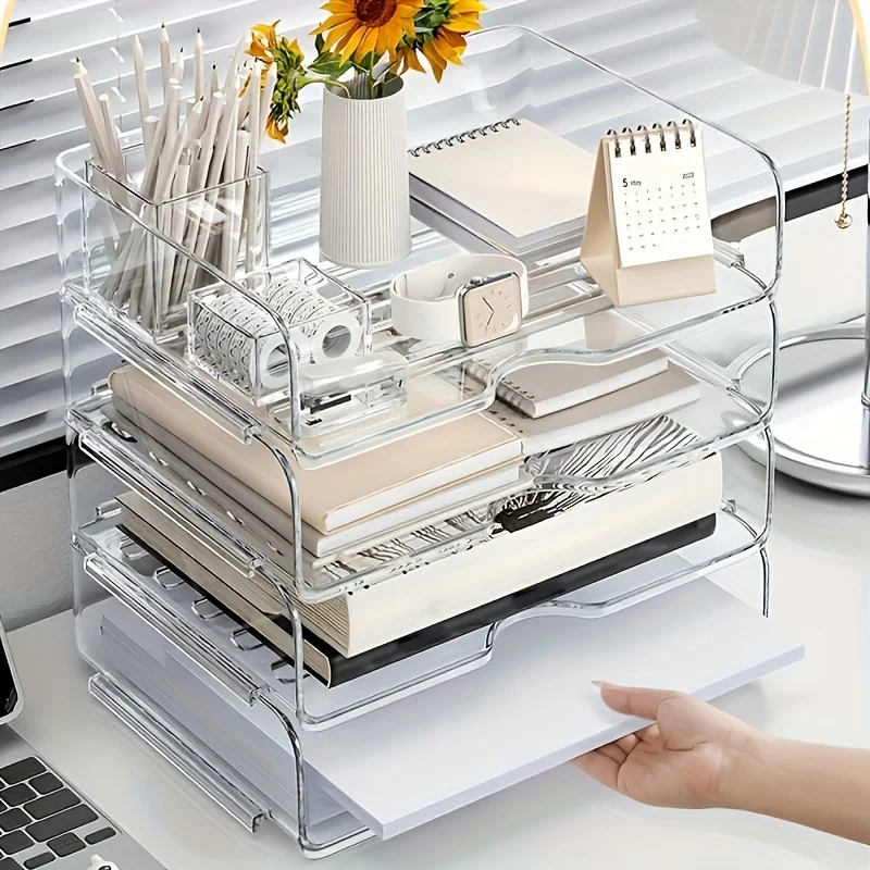 

2 pcs Office Desktop Organisers And Lockers, Stackable Files, Desktop File Holders, Neat File Folders, Book And Paper