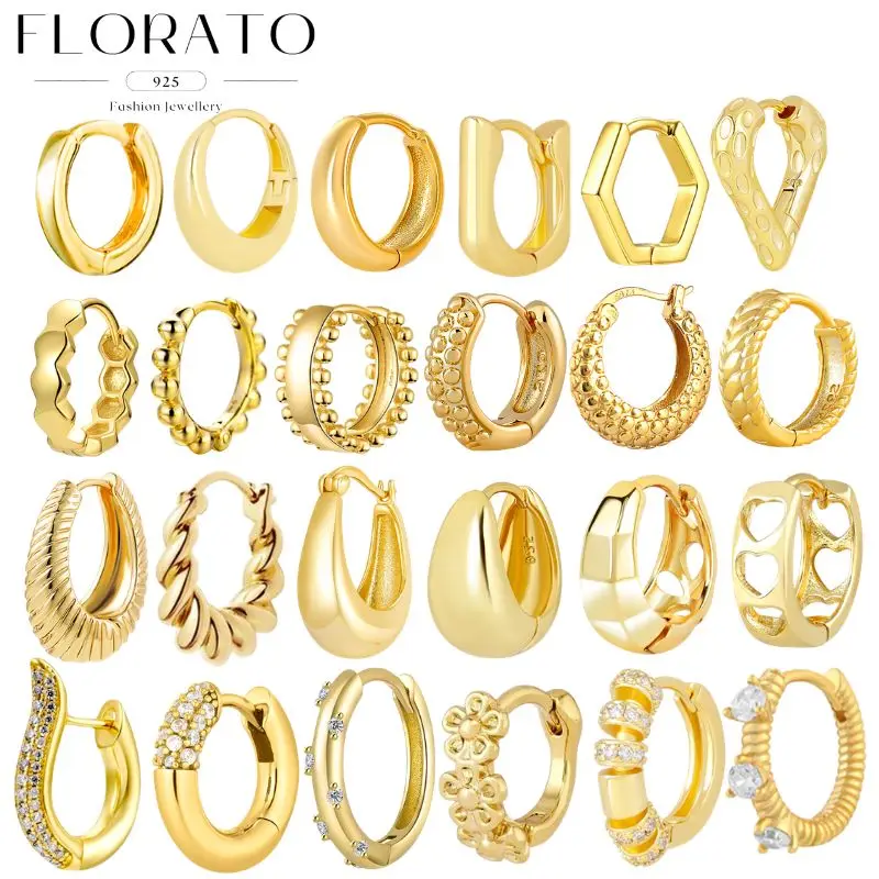 

925 Silver Needle Minimalist Plain Hoop Earrings For Women Unisex Perforated Hoop Gold Earrings Fashion High-end Jewelry Gifts