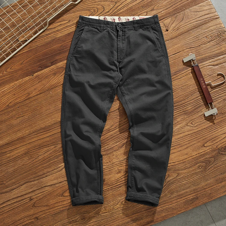 NONE Cotton American Casual Trousers Khaki 6