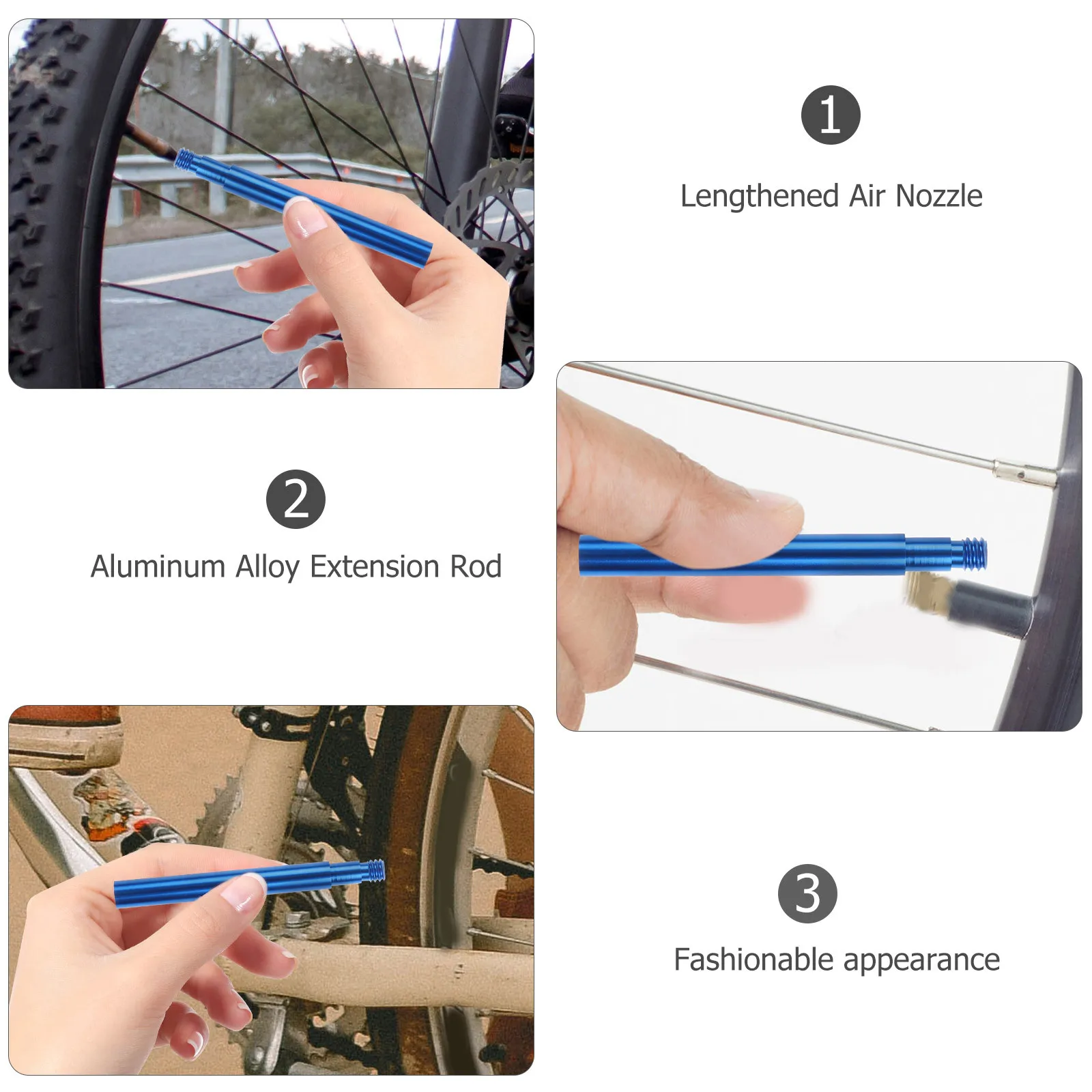 Bike Valves Nozzle Inner Tire Valve Extension Adapter Aluminium Alloy Durable Easy Installation Cramped Spaces Vehicles