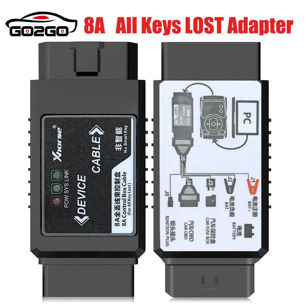 Xhorse Toyota 8A Non-smart Key Adapter for All Key Lost No Disassembly Work with VVDI2/VVDI Max+MINI OBD Tool / Key Tool Plus