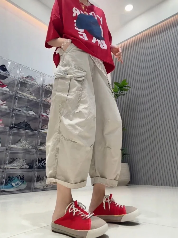 

plus Size American Wide Leg Jeans Women Summer Thin New Style Slimming White Nine Point Workwear Pants Casual High Waist Denim