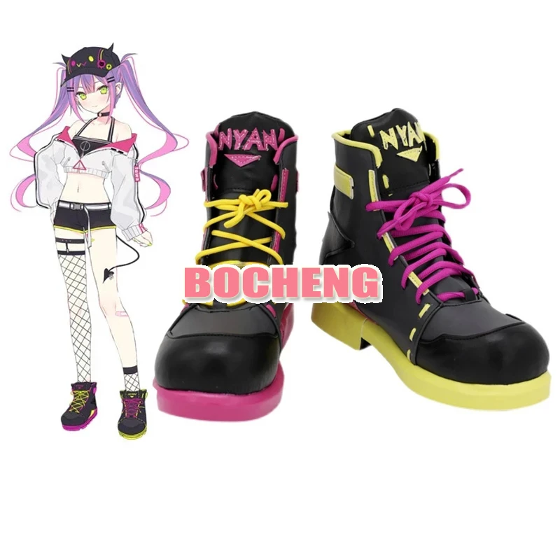 

YouTuber Japanese Virtual VTuber Hololive Tokoyami Towa Customize Cosplay Low Heels Shoes Boots Halloween Costume Accessories