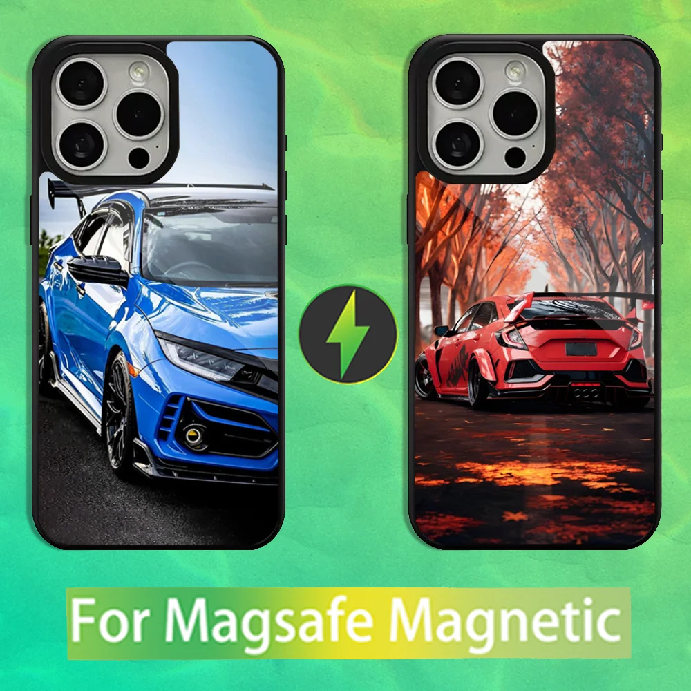 

Sport T-Type C-Civic Car Phone Case For iPhone 16,15,14,13,12,11,Pro,Max,Plus,Mini,Magsafe,Magnetic Wireless Charging Case