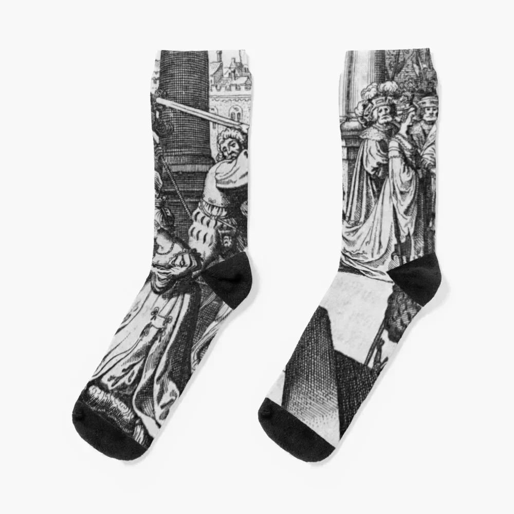 

How Queen of England Anne Boleyn Lost Her Head | The six Socks sheer with print christmass gift Men's Socks Luxury Women's