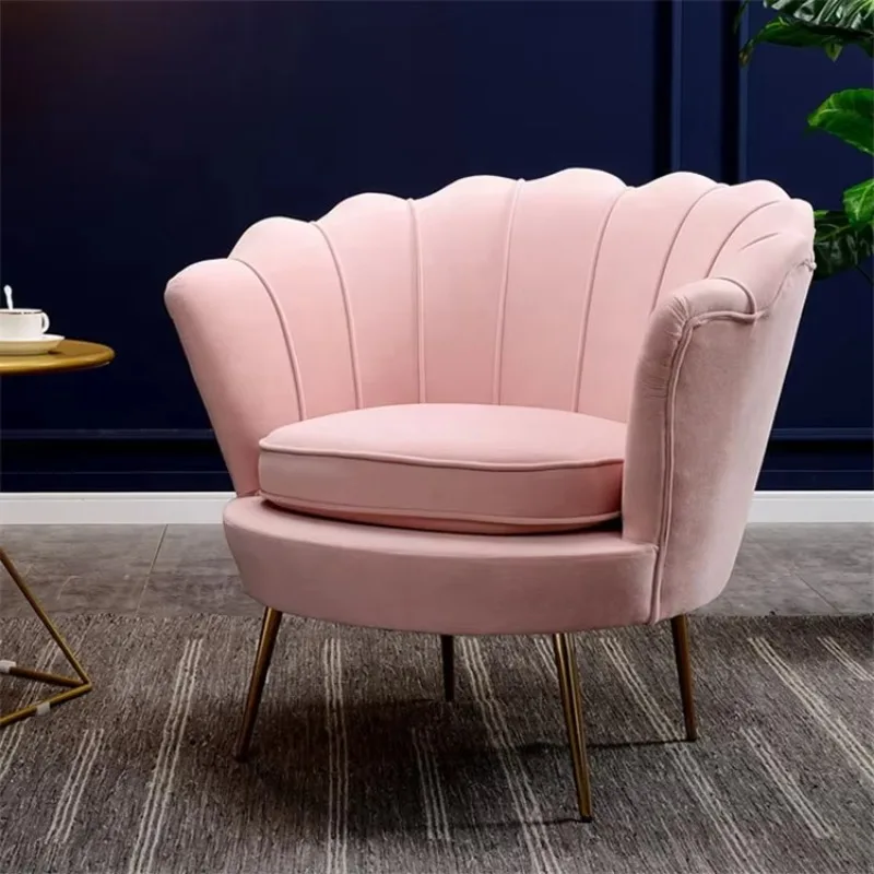 Wholesale Popular Single Fabric pink Modern Style Waiting Sofa Big Leisure Simple Chair for Beauty Spa Salon Home Hotel Use