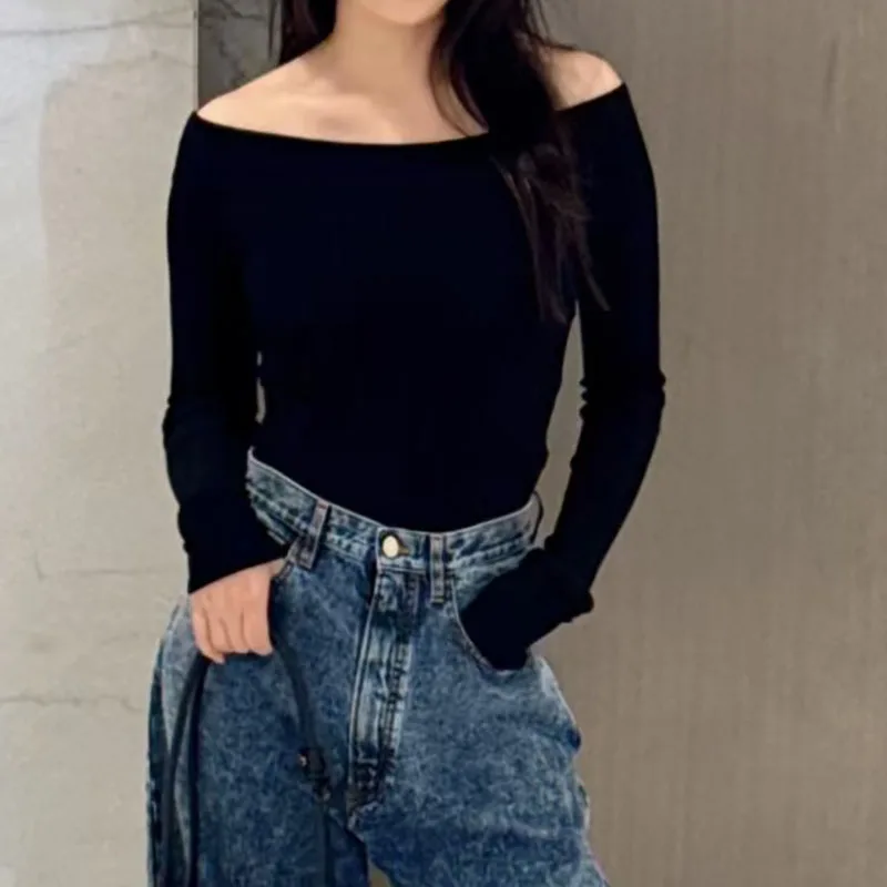 

Hot girl style one-piece knitted sweater - slim-fitting, great for slimming, long-sleeved, stylish and versatile top