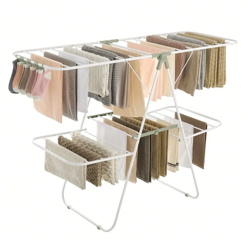 

Сушилка для белья, складная двухуровневая сушилка для одежды, отдельно стоящая большая сушилка с регулируемыми по высоте крыльями, на 33 предмета