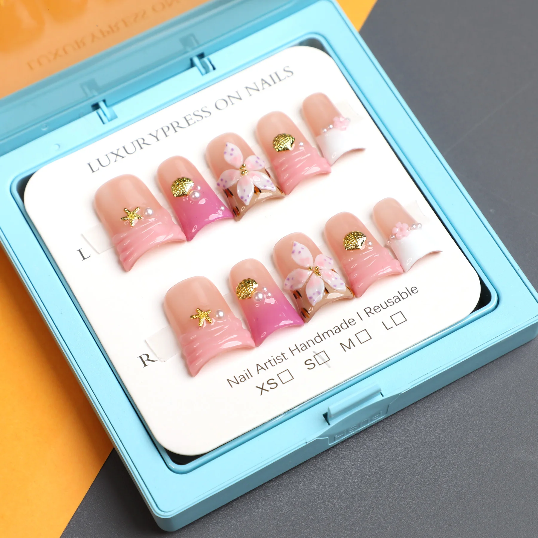 

Duck Nial Nude-Pink 10PCS Handmade 3D Press On Nails | Reusable Gel Fake Nails | Long-Lasting Salon Quality
