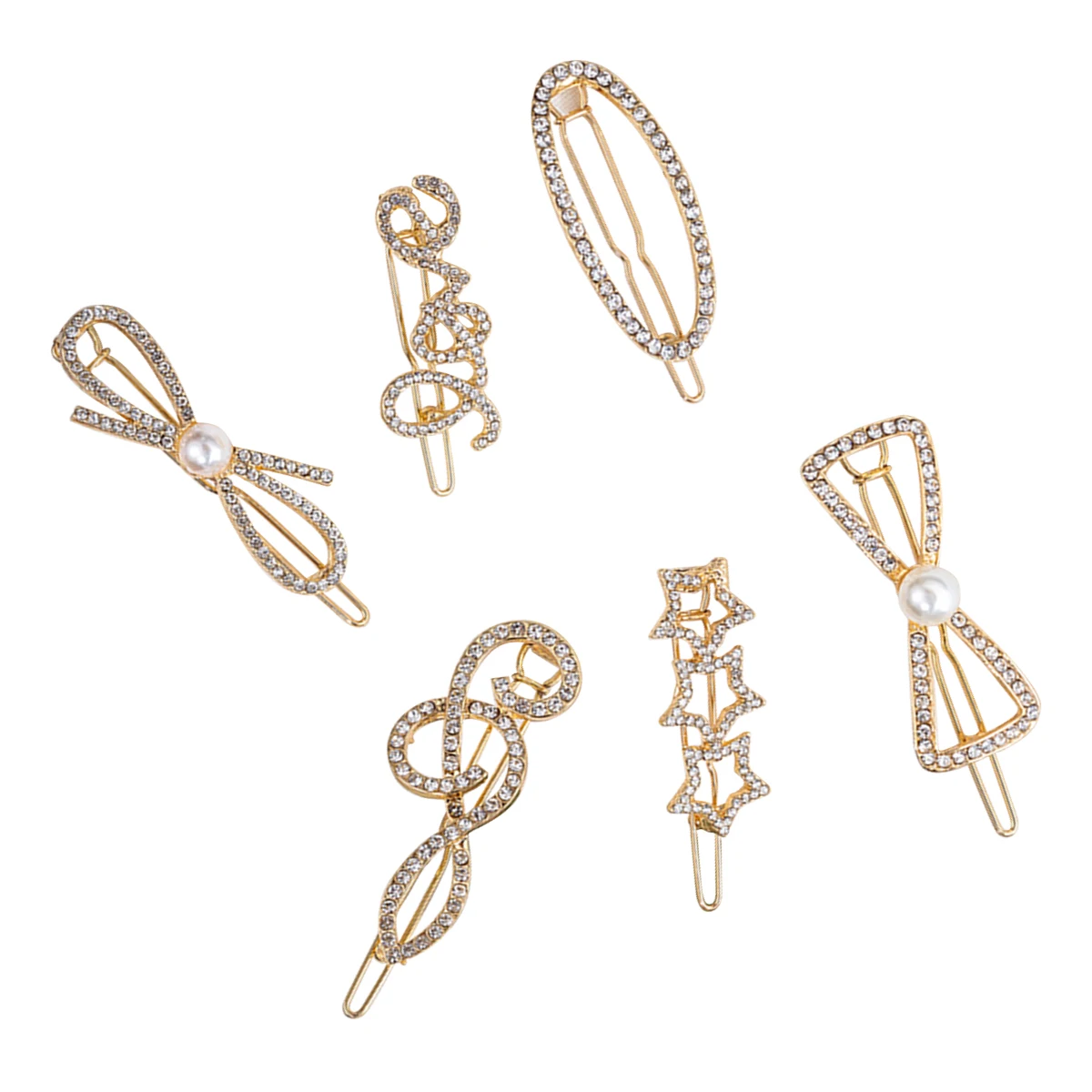 

6PCS Pearl Hair Clip Rhinestone Women Barrettes Fashion Hairpin Elegant Bobby Pins for Wedding Party Daily Use