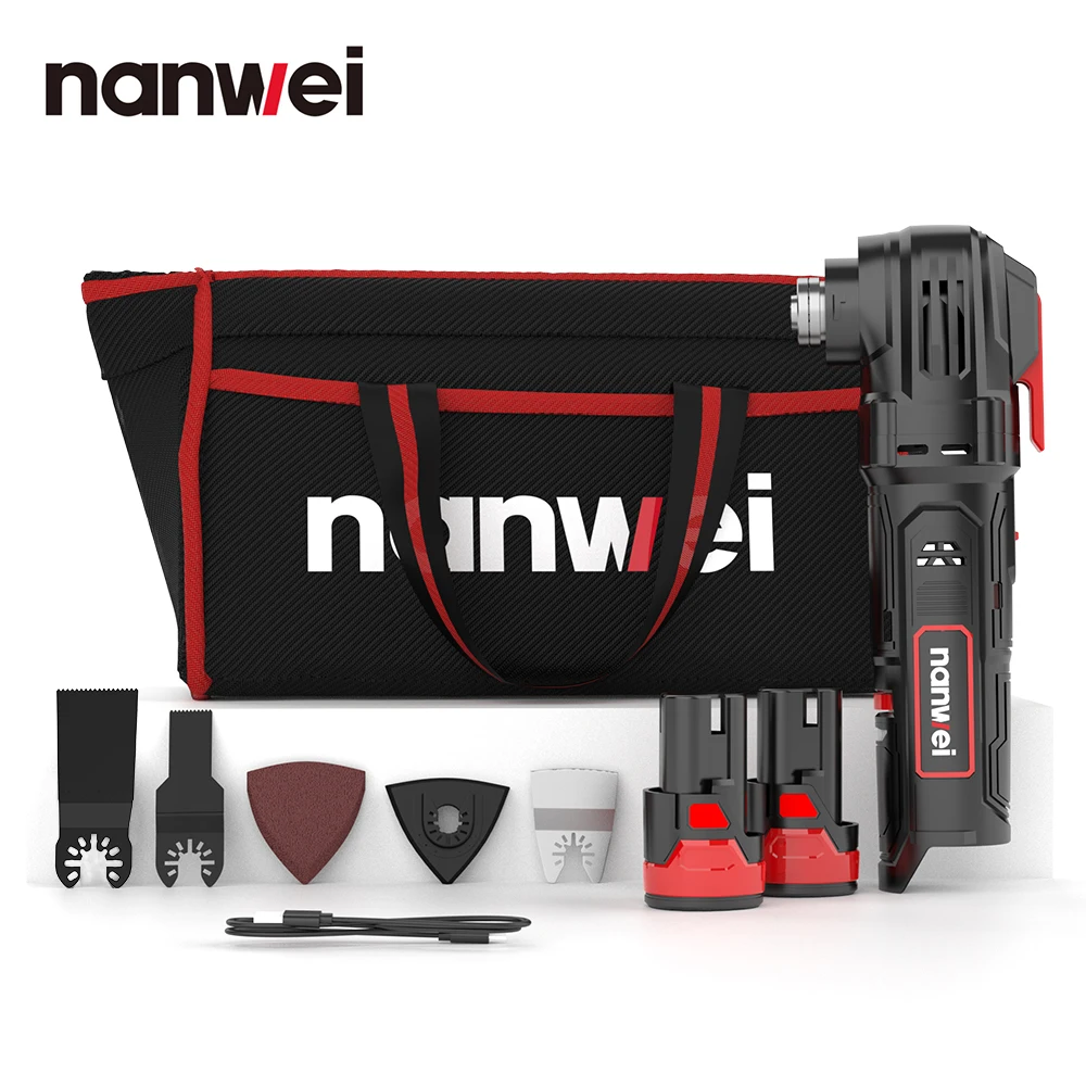 Nanwei Cordless Multifunctional shovel Electric Trimming Machine 12V Cut Machine with Angle Grinder Universal Woodworking Tool