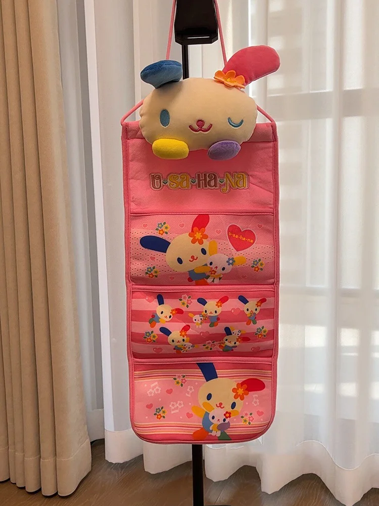 Cute Flower bunny Cartoon Hanging Storage Bag Multi-Pocket Wall Organizer for Entryway Door Home Decoration