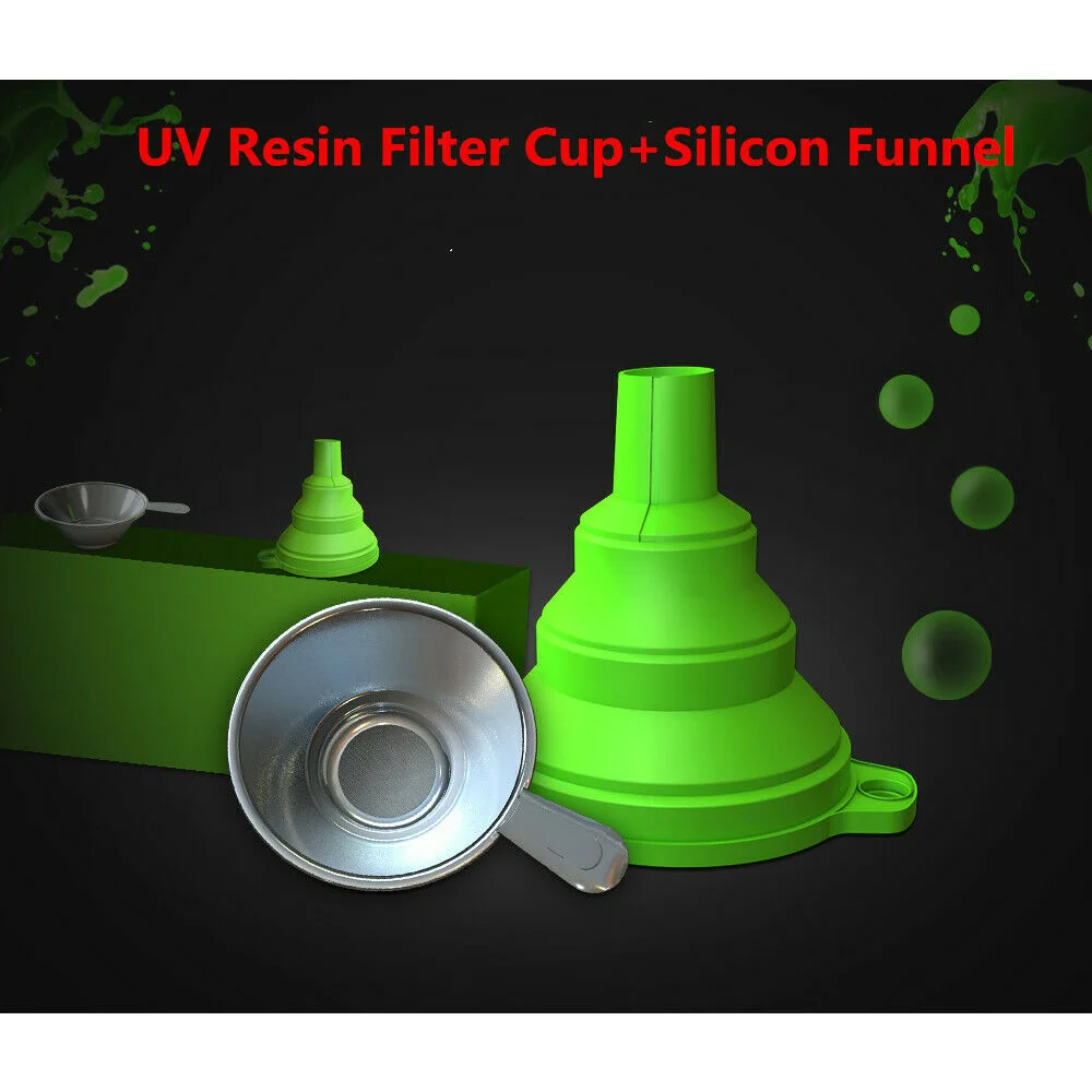 

A23F-2PCS Metal UV Resin Filter Cup Funnel + 2PCS Silicone Funnel Disposable For ANYCUBIC Photon For DLP SLA 3D Printer Parts