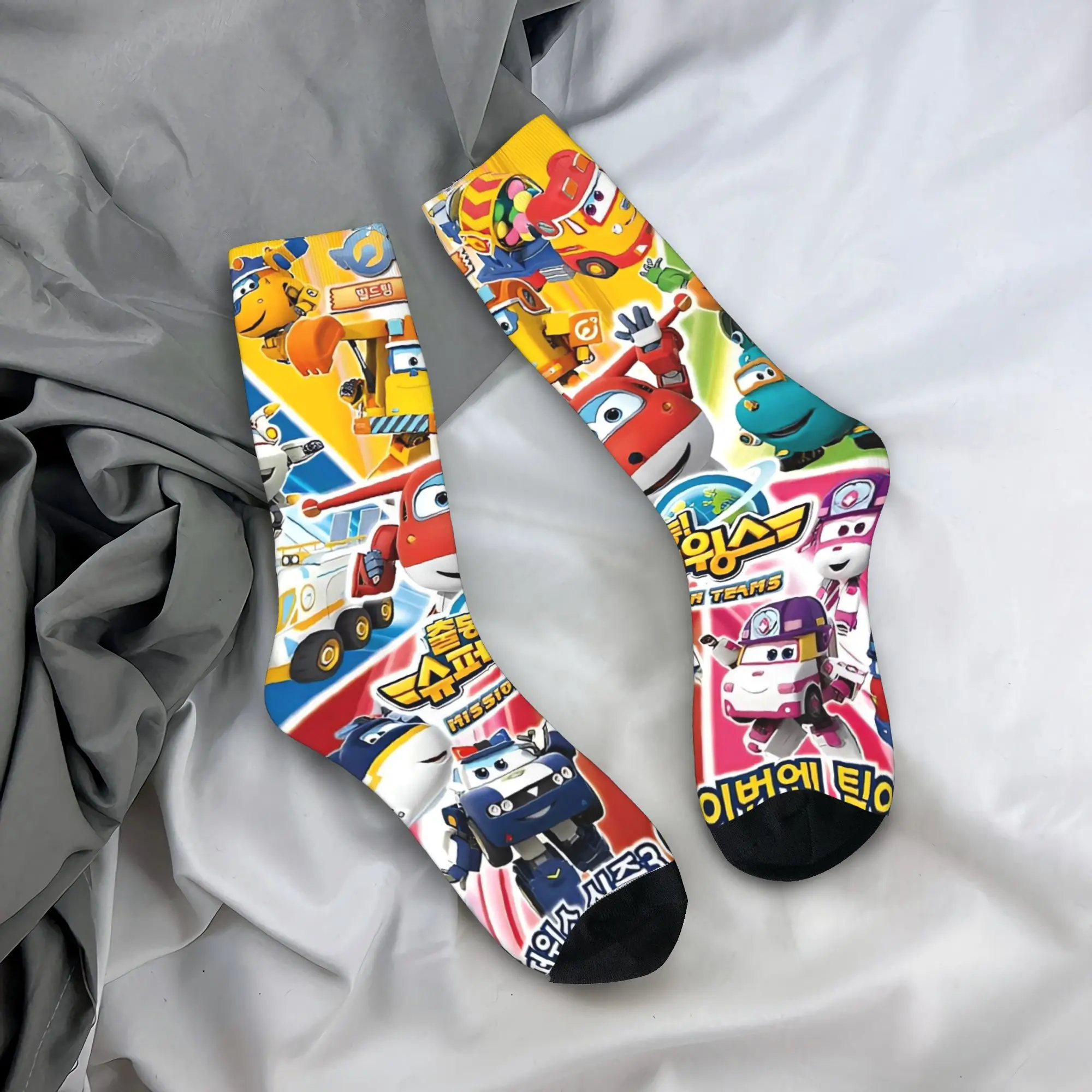 

Носки с героями мультфильмов Super Wings, готические чулки, осенние противоскользящие мужские носки унисекс, средние мягкие дизайнерские носки для бега