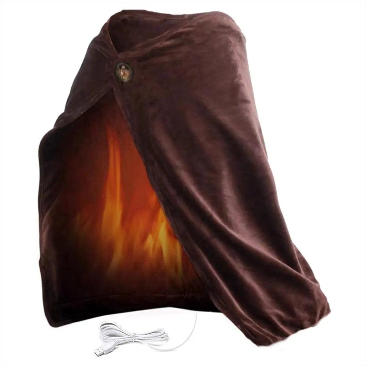HITL USB Heated Warm Fleece Shawl & Wrap Intelligent Electric Heating Blanket Kneepad for Home,Brown