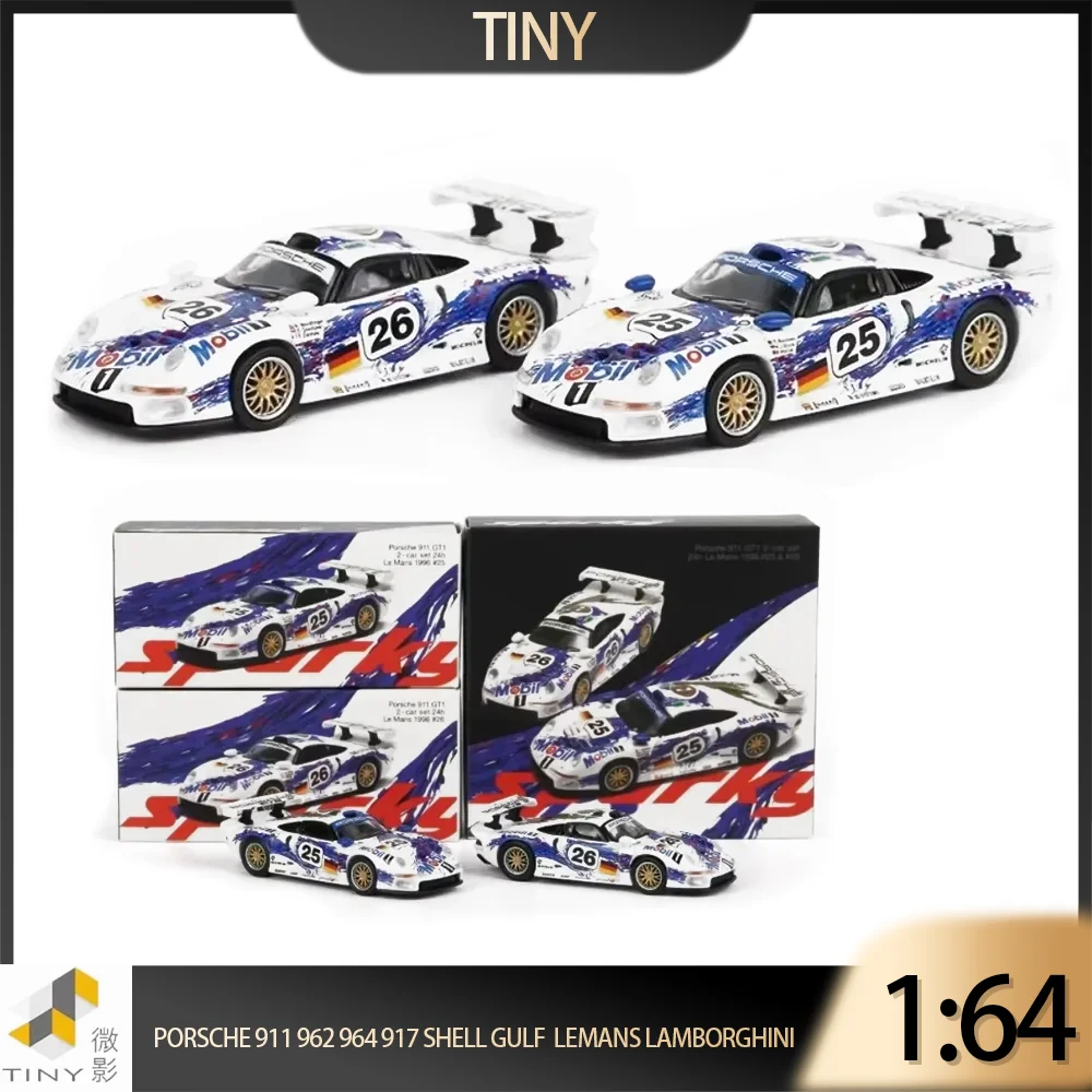 Tiny Sparky 1:64 Porsche 911 962 964 917 Shell Gulf  LeMans Lamborghini Alloy Diecast Model Car Toy Collection Series Guft