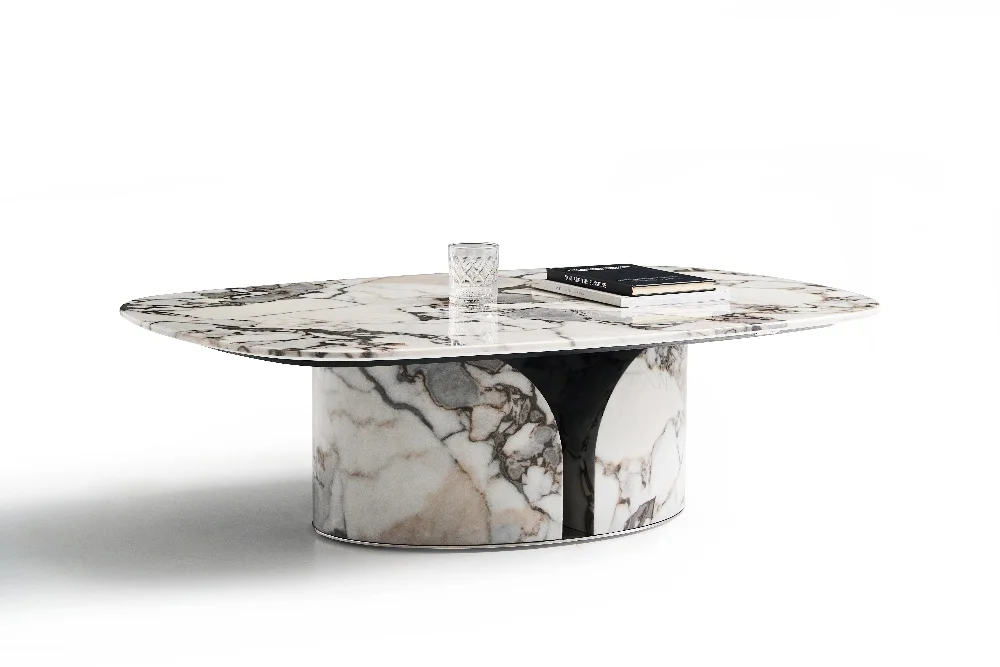 Modern style sticker stone coffee table rectangular coffee table with steel frame living room home furniture
