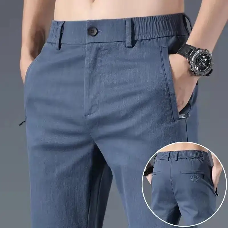 Pantalon à Poches Solides pour Homme, Vêtement d\'Affaires, Bureau, Décontracté, Assressentià Tout, Taille artificiel astique, Été