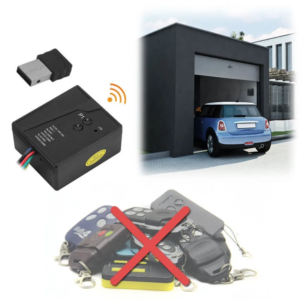 AC/DC 12-24V Remote Control Gate Receiver Car Wireless Transmitter USB Sensor 2.4G Bluetooth Universal 2Channels Door Receiver