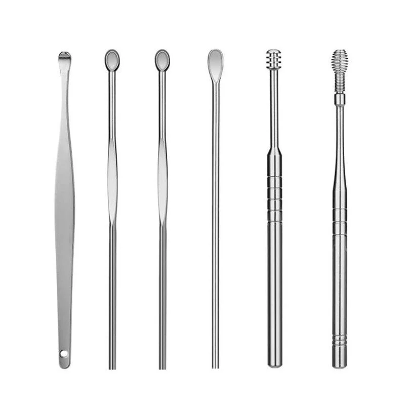 6pcs/set Earpick Sticks Earwax Remover Curette Ear Pick Cleaning Ear Cleanser Spoon Ear Protector Ear Picker Wax Removal Tool