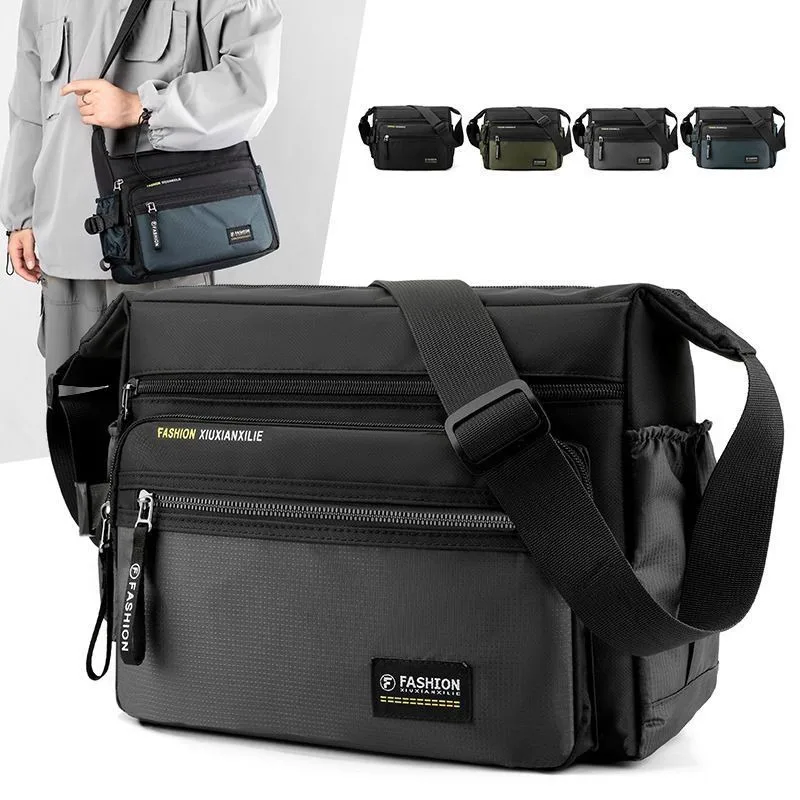 

Мужская сумка на одно плечо из ткани Оксфорд — водонепроницаемый многослойный рюкзак большой вместимости для деловых поездок на открытом воздухе