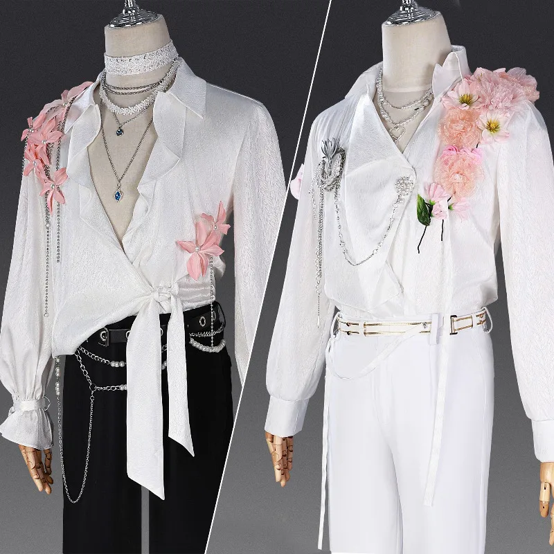 

Caleb Zayne Rafayel Cosplay Love and Deepspace Top Game Mens White Suit Cosplay Costume Shirts Props Accessory Waist Chain Set