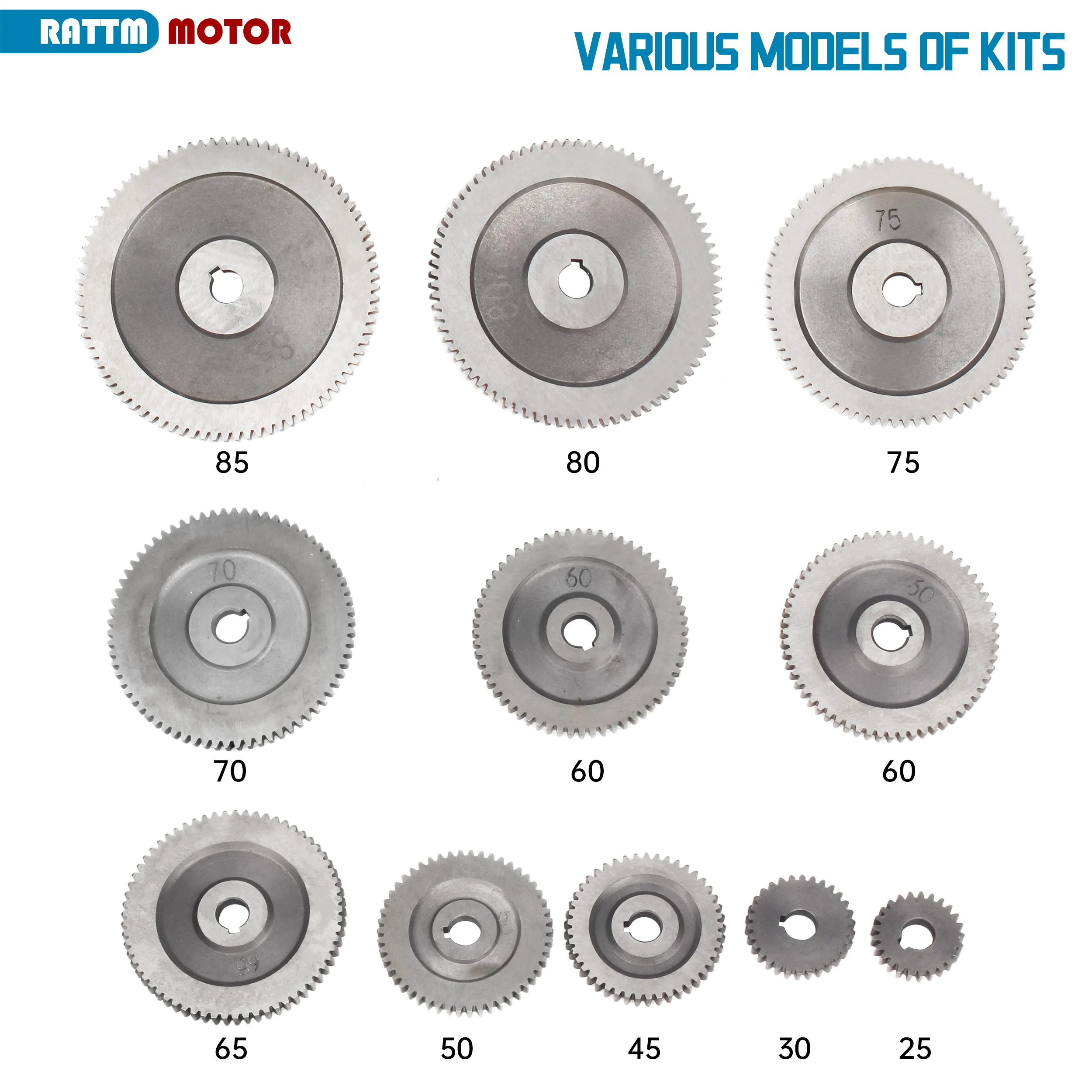 

Metric Swap Gear Kit for JY250 Bench Lathe 85/80/75/70/65/50/50/45/30/25T metal gears through-hole 14.5mm
