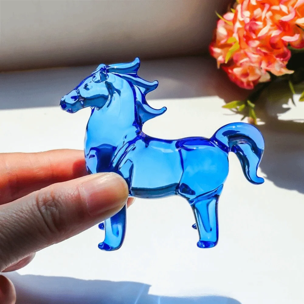

Minimalist Design Crystal Horse Statue Sturdy Colorful Decorative Glass Animal Sculpture Realistic 3D Figurine