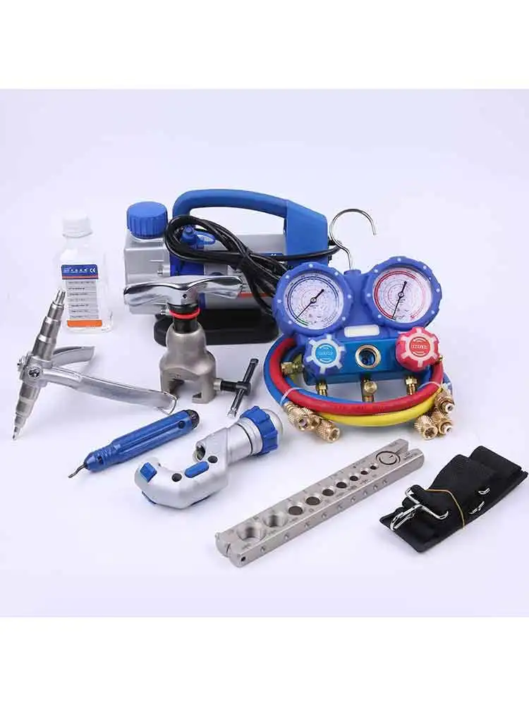 

DSZH WK-7P Refrigerate Integrated Flaring Tool Kits Refrigeration Tool Set Expander Set with R410A Refrigerant Pressure Gauge