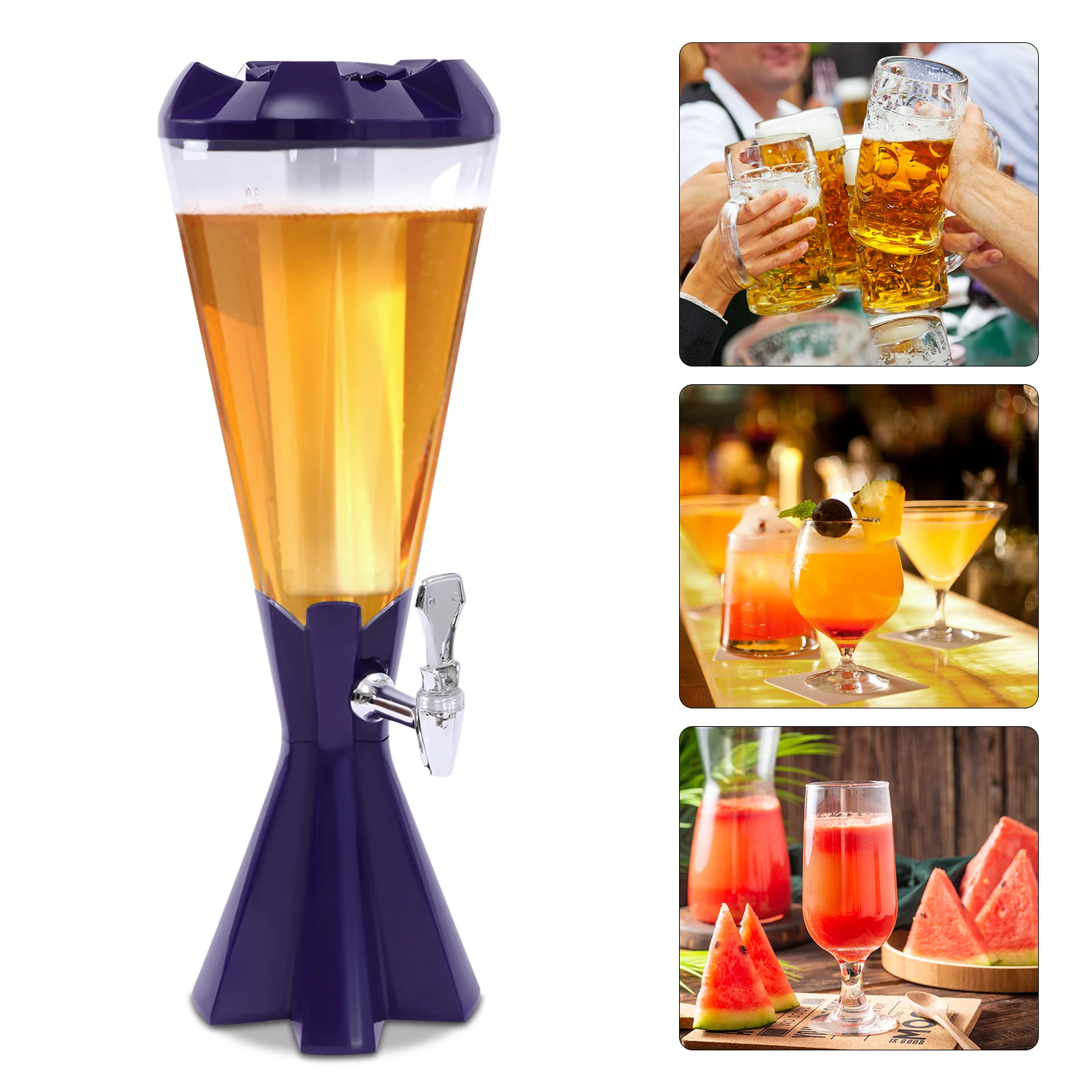 

Beer Tower Dispenser Drink Dispenser,3L Keg Drink Dispenser With Ice Tube And LED Light,Suitable For Home/Bar/Party/Hotel Use