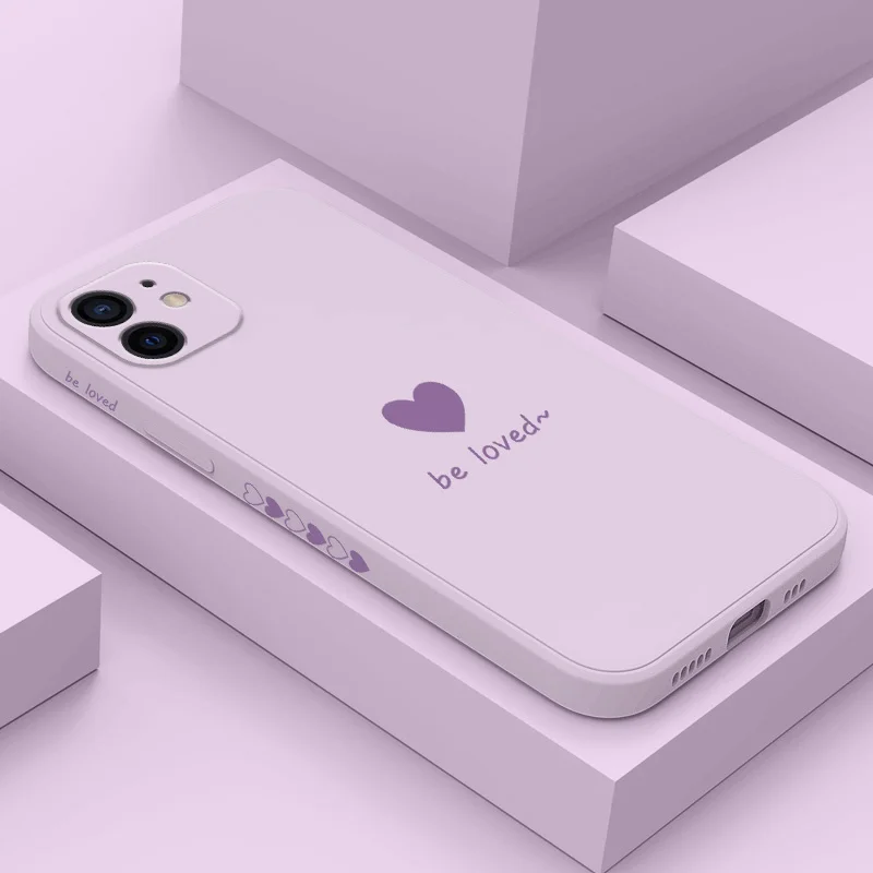 

Simple Heart Phone Case For iPhone 12 11 X XR XS 8 7 SE2 Plus Pro Max Mini Liquid Silicone Cover