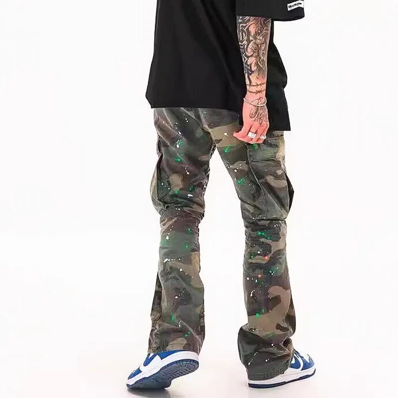 2023 Y2K Fashion Ink Graffiti Camouflage Baggy Cargo Tracksuit Pants For Men Clothing Joggers Women Casual Loose Long Trousers