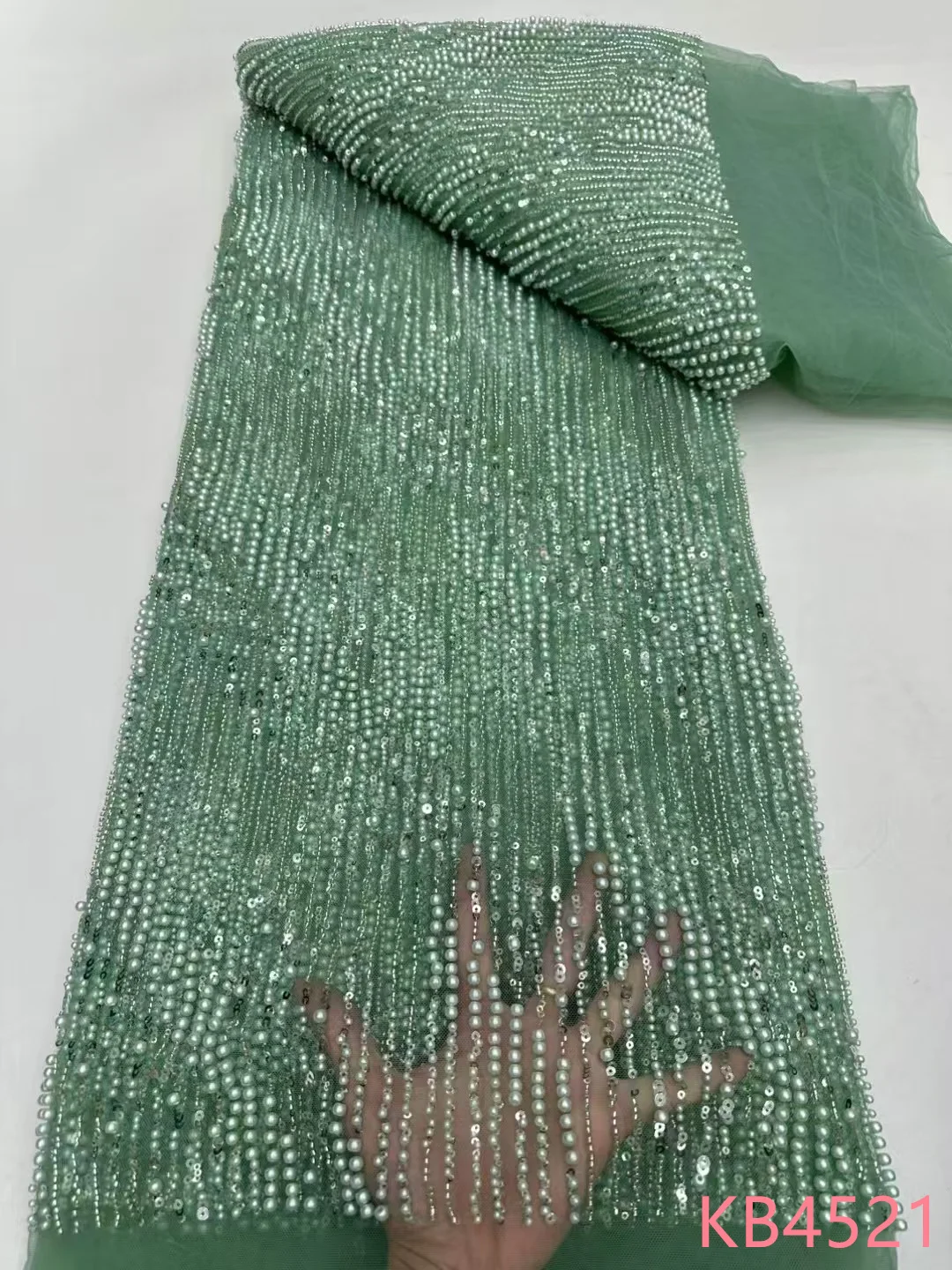 قماش دانتيل أبيض مطرز بالذهب قماش دانتيل أفريقي عالي الجودة 2025 قماش دانتيل تول ترتر أخضر نيجيري للخياطة KB4521