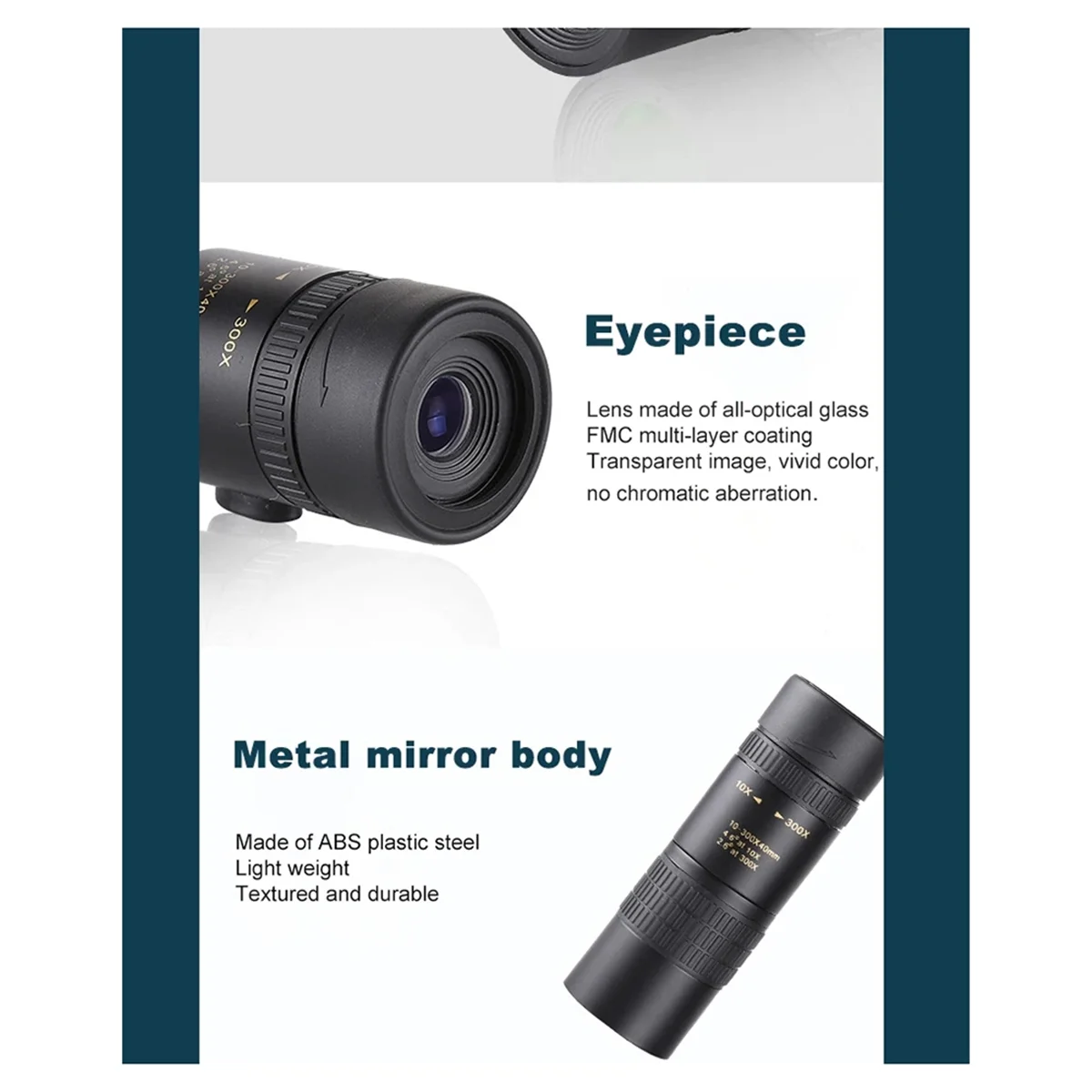 SMIEA 10-300x40 HD Zoom Monocular Telescope Mobile Telephoto Lens W/Tripod for Outdoor Camping Bird Watching Traveling