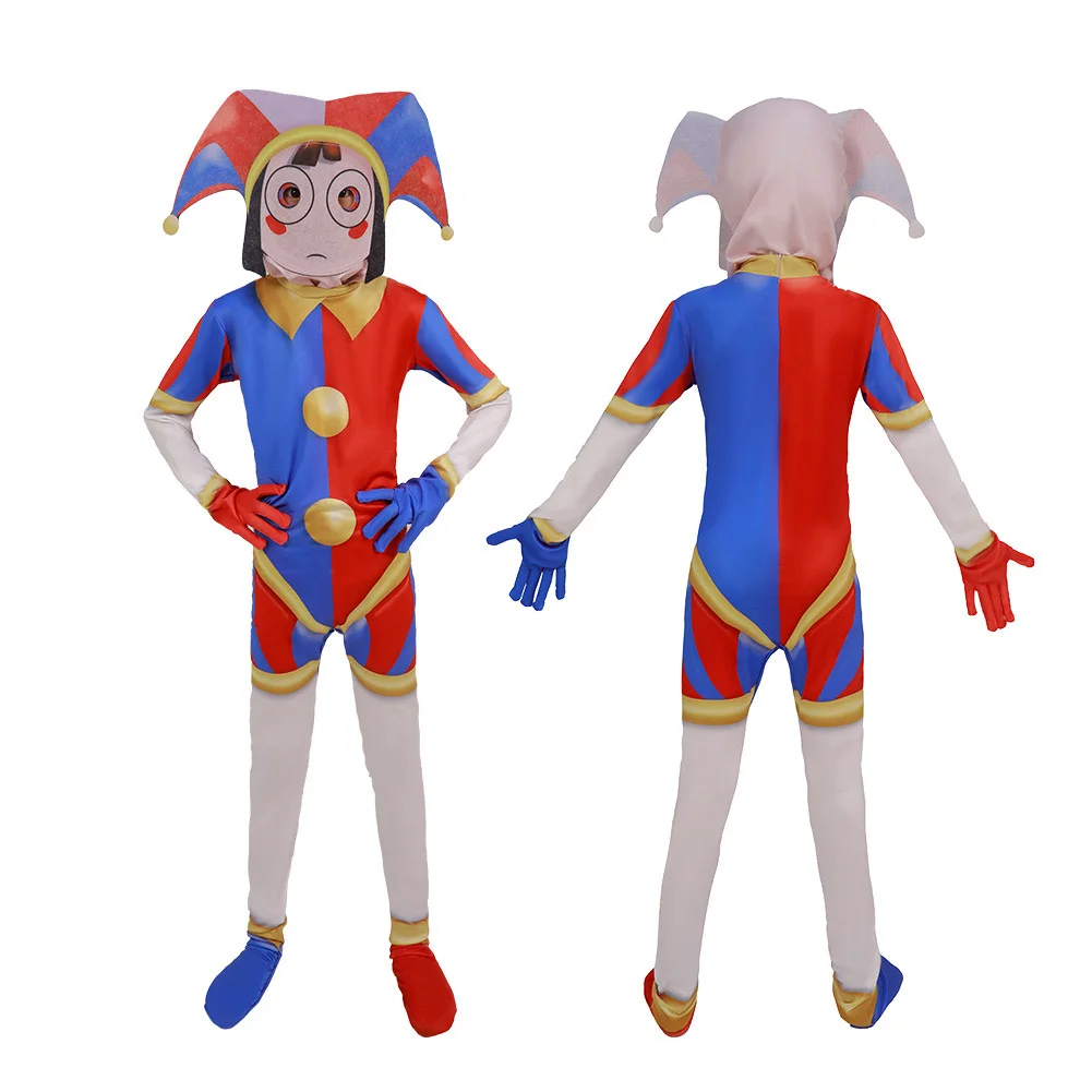 Bambini bambini Pomni Cosplay Jax Caine Costume Ragatha incredibile Cos Digital travestimento circo Halloween Carnival Suit