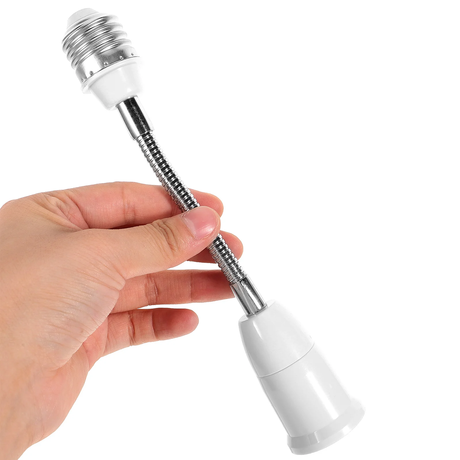 

1pcs E27 To E27 Light Bulb Extender Sturdy Pc Material Flexible Lamp Base Extension For Garages Workshops Bulb Socket Adapter