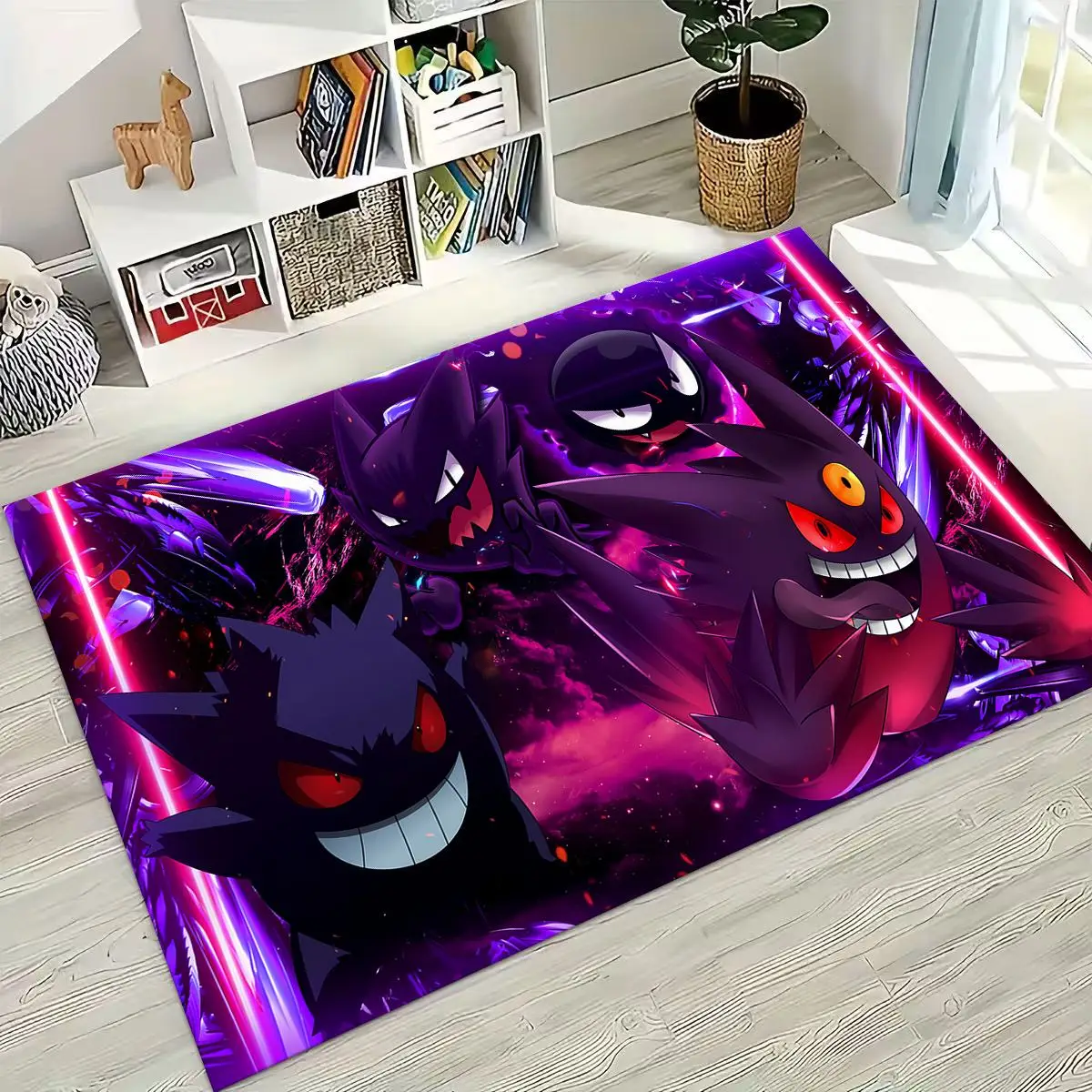 

3D Gengar Pokemon Cartoon Rug for Bedroom Living Room Sofa Home Doormat Decor, Large Kids Play Non-slip Floor Mat Gift