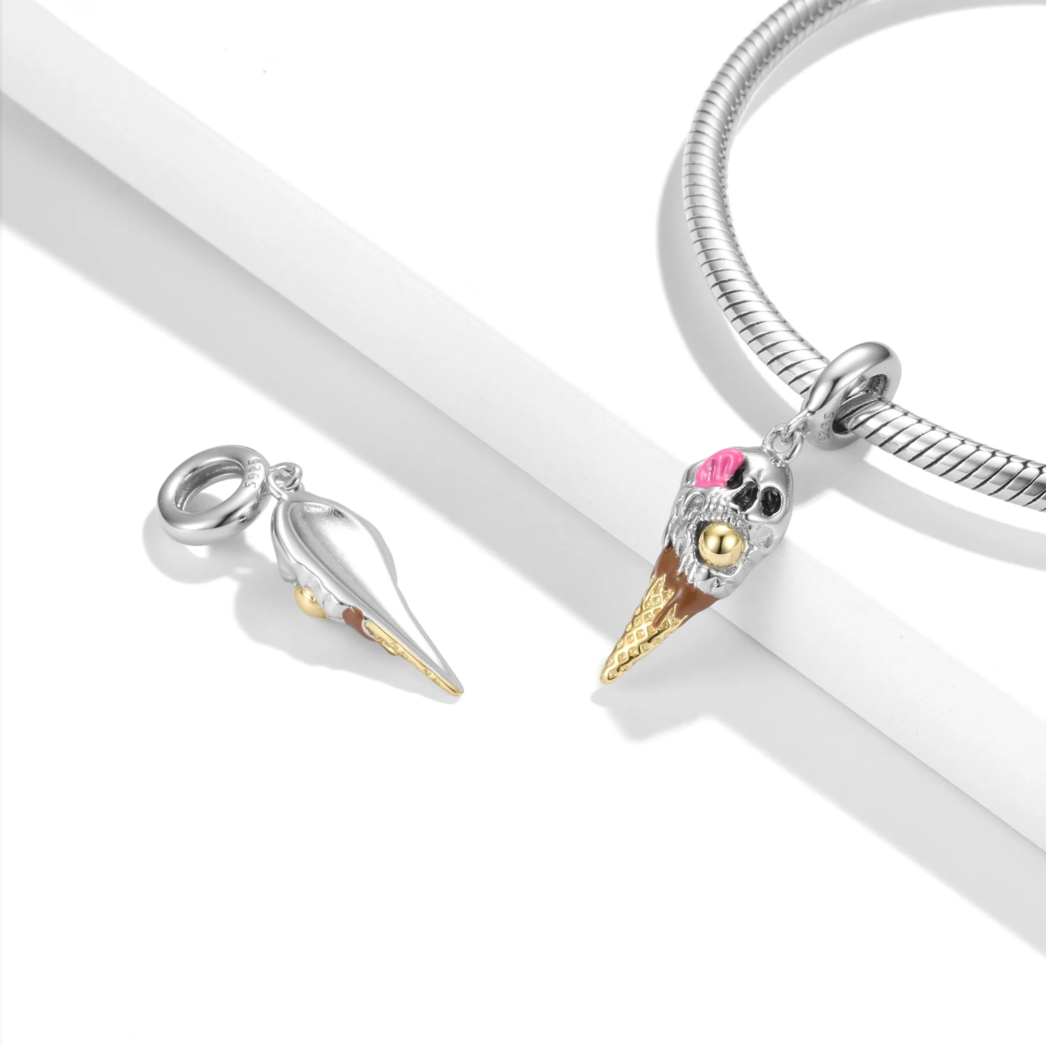 925 Sterling Silver scheletro scheletro cuore mago coniglio gatto animale ciondolo perline Charms per le donne fai da te braccialetto braccialetto