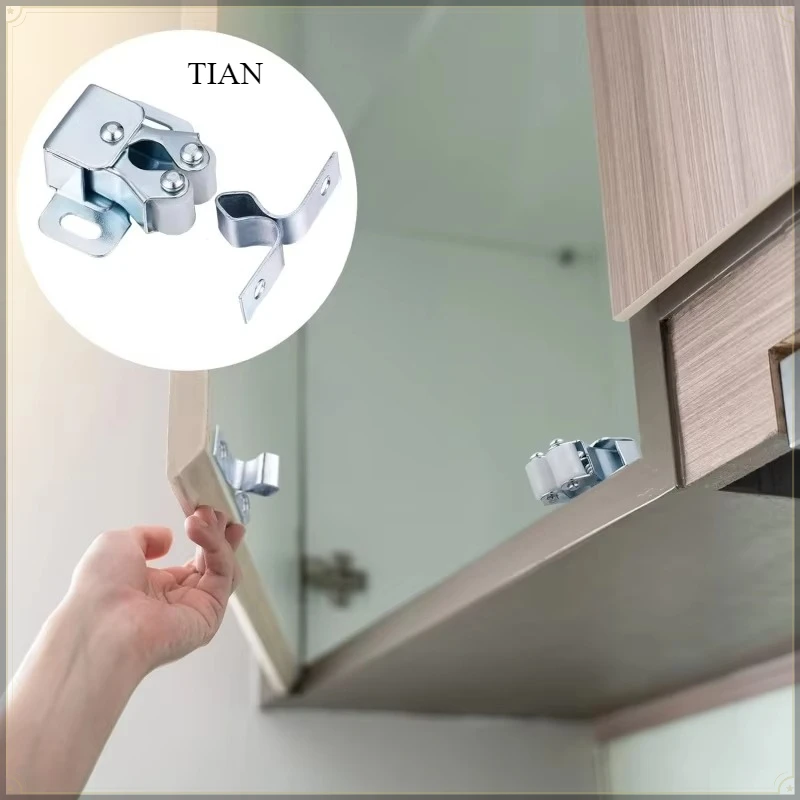 10 Sets Press Wardrobe Door Buckle Cabinet Latches Double Roller Catch Hardware for Furniture,Cupboard,Drawers,Closet Door