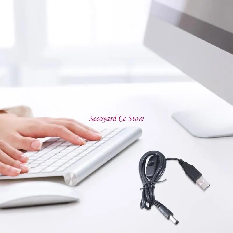 N3UC 100cm Length USB Male to DC5521 Power Cord Charging Wire Line with Easy Access Switching Button 5V 3A Compatible