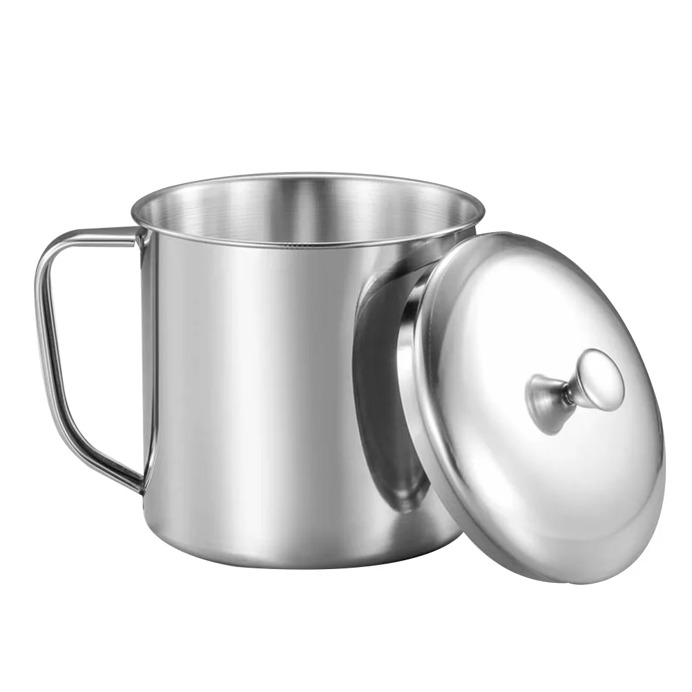 

1pc Stainless Steel Water Cup with Lid Handle Coffee Mug Milk Jug Beverage Glass Thermal Insulation Kids Adult