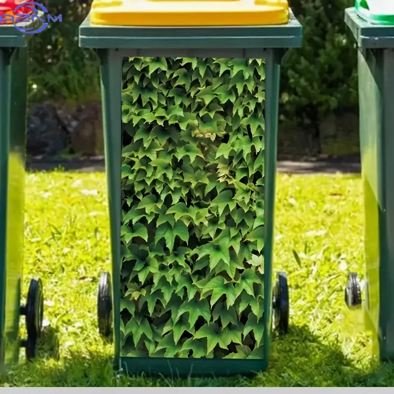 3pcs, 2D Flat Pattern Sticker - Green Vine Plant Leaves Pattern - Home Outdoor Trash Can Decal, Suitable for Home Outdoor Tras