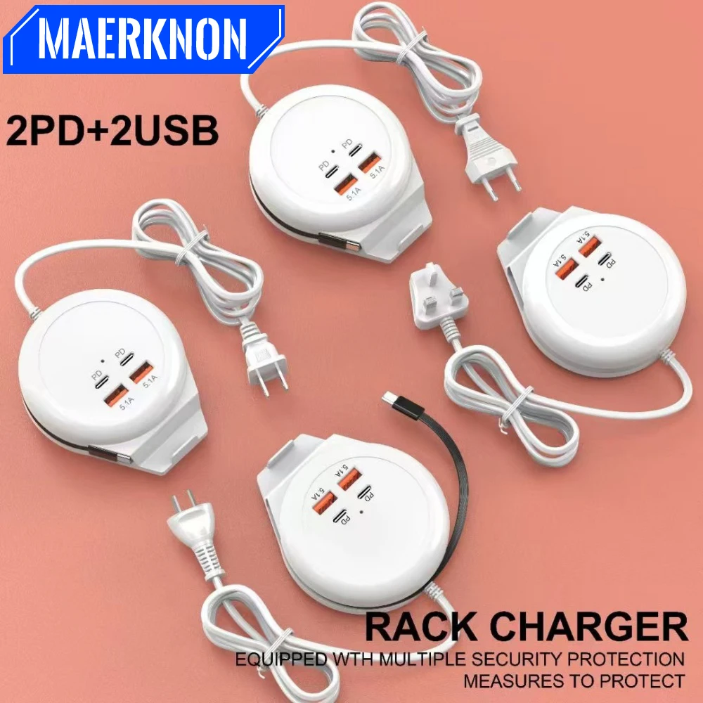 

5.1A USB Type C Charger Multiport Fast Charge Desktop Power Strip Socket Type C Cable For iPhone Samsung EU/US Plug Wall Charger