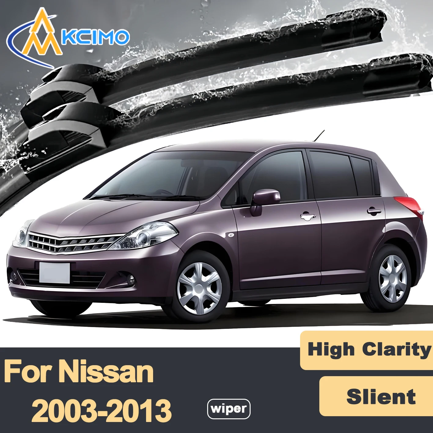 

Premium Rubber Durable Silent Windshield Wiper Blades 2pcs for Nissan Versa Hatch C11 2003-2013 Tiida Front Wiper Blades Set