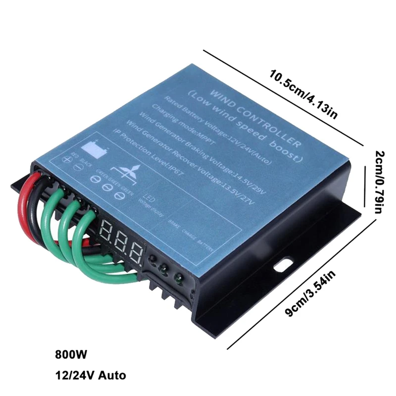 2x Windaangedreven Generator Controller 12/24V 800W Mppt Oplaadregelaar Windturbine Generator Controller Met Monitor