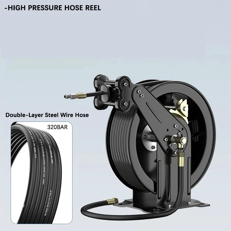 10M 33FT Hose Reel 3/8 inch High Pressure Cleaner Retractable Auto Car Fuel Grease Washer Air Hose Reel