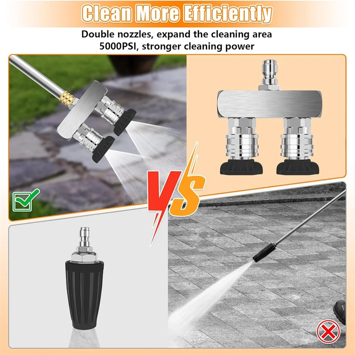 Pressure Washer Tips, 2-In-1 Power Washer Nozzle Tip, Dual Pressure Washer Nozzle with 10 Pressure Washer Sprays Nozzles